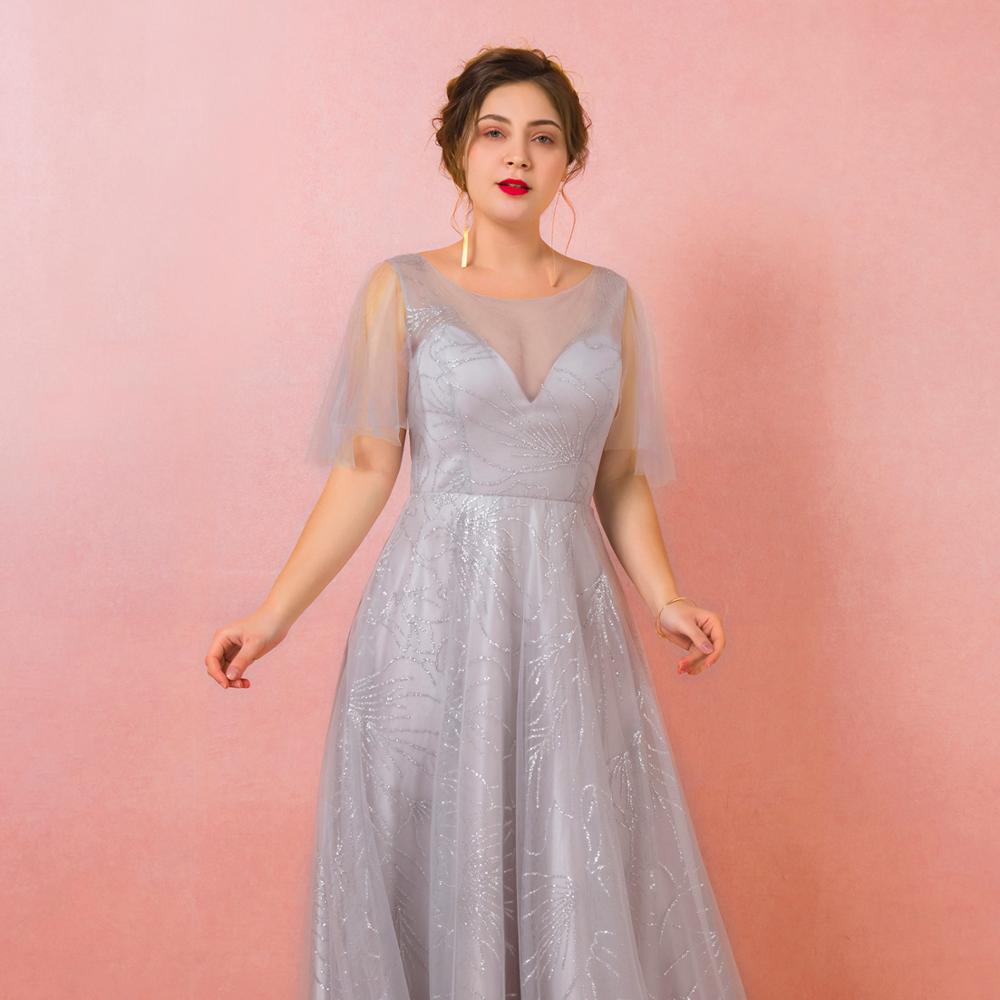 Evening Dresses 2019 Fashion A-line V-neck Natural Floor-length Lace-up llusion Party Gown